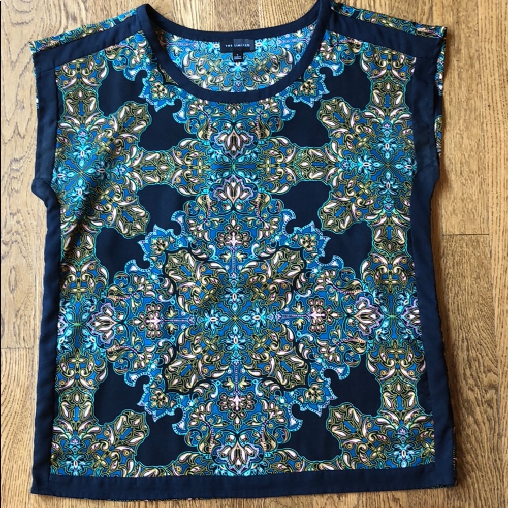 Navy & Turquoise Paisley Blouse